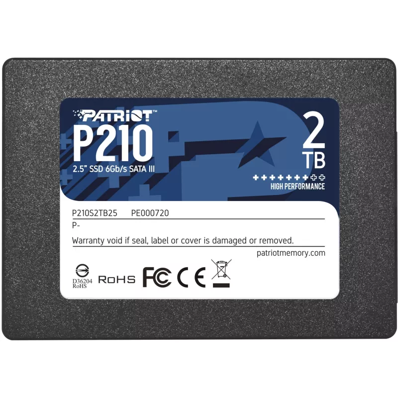 2,5 Zoll SATA III SSD PATRIOT P210 2 TB — 500 MB/s Lesen, 400 MB/s Schreiben, 7 mm