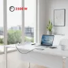 Mehrfachsteckdose MACLEAN MCE395 W — 5 Steckdosen, 3× USB A, 110–240 V AC, 2,1 A USB, max. 2500 W, weiß, 1,5 m Kabel