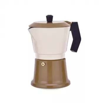 Moka-Kanne Maestro MR-1657-9-BEIGE aus Aluminium, Induktionskochfeld-Kaffeemaschine, 9-Tassen-Kapazität