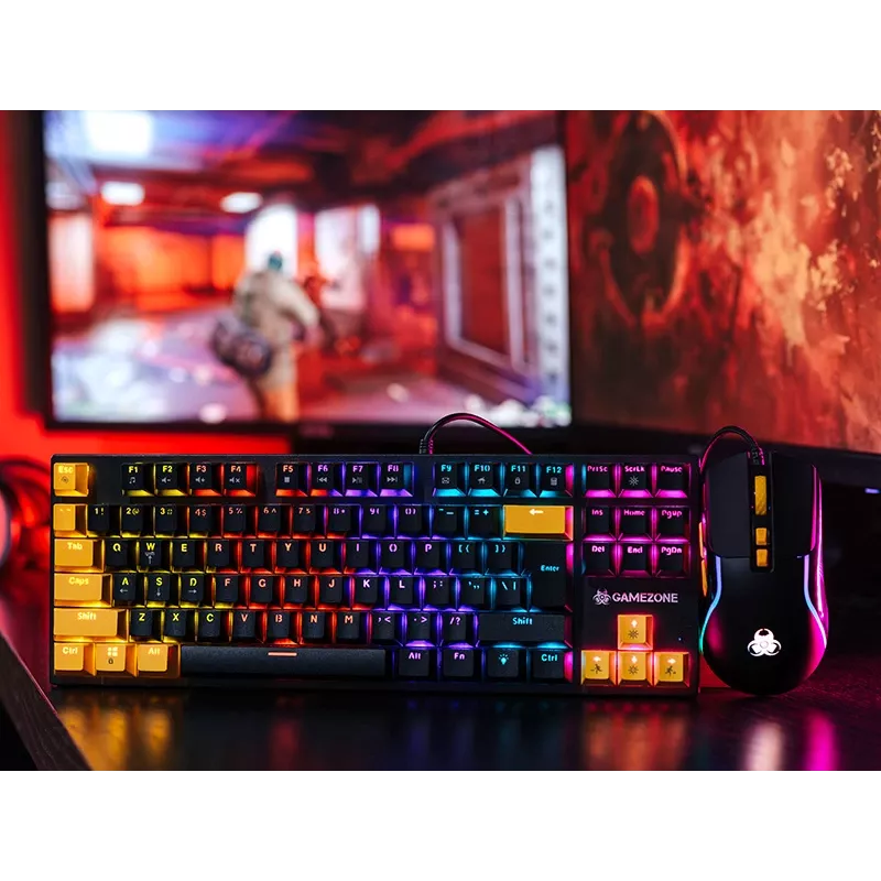 Tracer HORNET 87 Tastatur Maus inklusive Gaming USB QWERTY Englisch Schwarz, Gelb