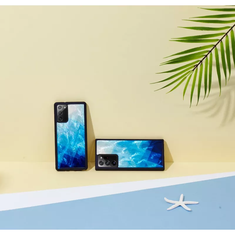 Schutzhülle iKins für Samsung Galaxy Note 20 — Blue Lake und Schwarz, schlank Cover