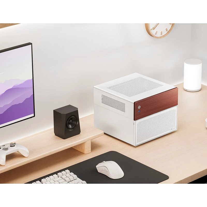 Micro-Tower-Computergehäuse Jonsbo N4 WEISS Mini-ITX mit gehärtetem Glas