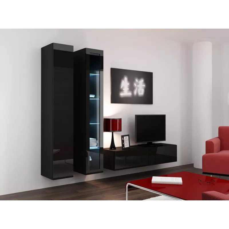 Cama TV-Ständer VIGO 140 30/140/40 schwarz/schwarz glänzend