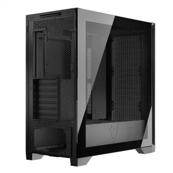 PC-Gehäuse MODECOM VOLCANO EXPANSE S MIDI Schwarz — Temperglas, USB-C, unterstützt Micro-ATX, GPU bis 430 mm