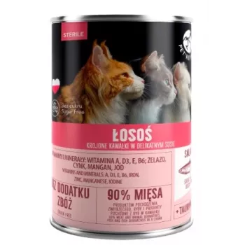 Nassfutter für Katzen PetRepublic KOT STERILE Lachs Sauce 400 g — für sterilisierte ausgewachsene Katzen