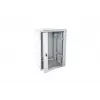 19 15U Wand-Netzwerkschrank 600x600, Glastür, grau, geteiltes Design, montiert, 60kg