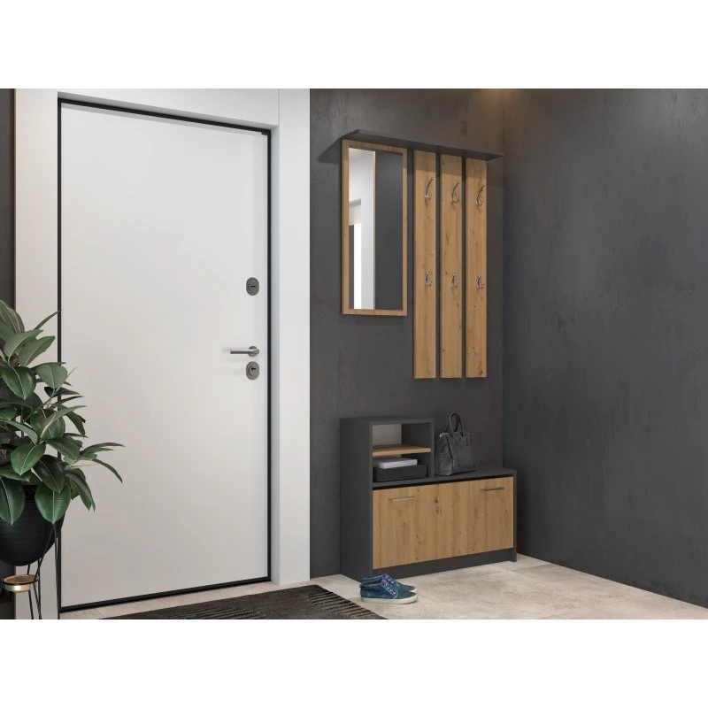 Garderobenschrank top e shop GAR ANT/ART mit 1 Drehtür, 850×240×1600 mm