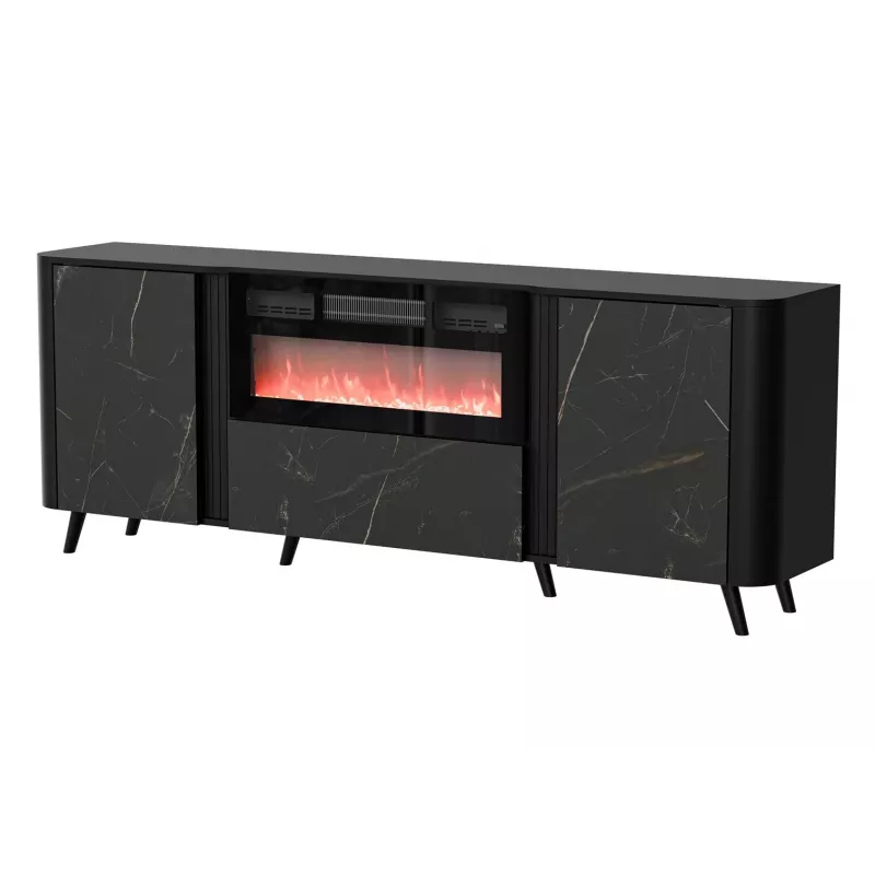 Kommode Cama Meble Volare 200 x 39 x 75 cm, schwarz / San Sebastian, Spanplatte