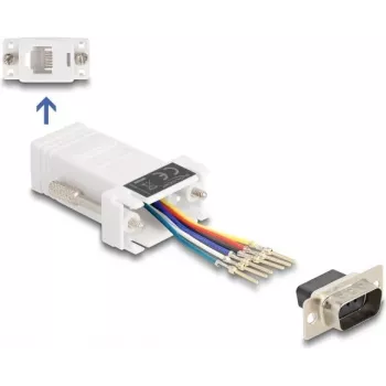 DeLOCK D-Sub 9 Stiftstecker auf RJ12 Buchse Montagesatz weiß