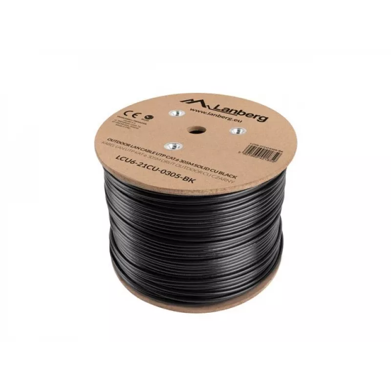 Lanberg LCU6-21CU-0305-BK Netzwerkkabel Schwarz 305 m Cat6 U/UTP (UTP) Außenbereich