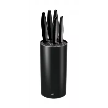 Smile Sns-3 Tacoma Küchenmesser-Set 5-teilig, Edelstahl, Antihaftbeschichtung, rund, schwarz