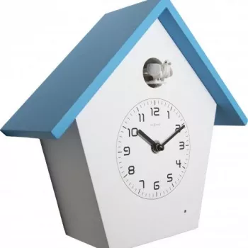 NeXtime Uhr 3108bl Birdy, 24,5x25,5x9,8 cm, Wand, Blau/Weiß