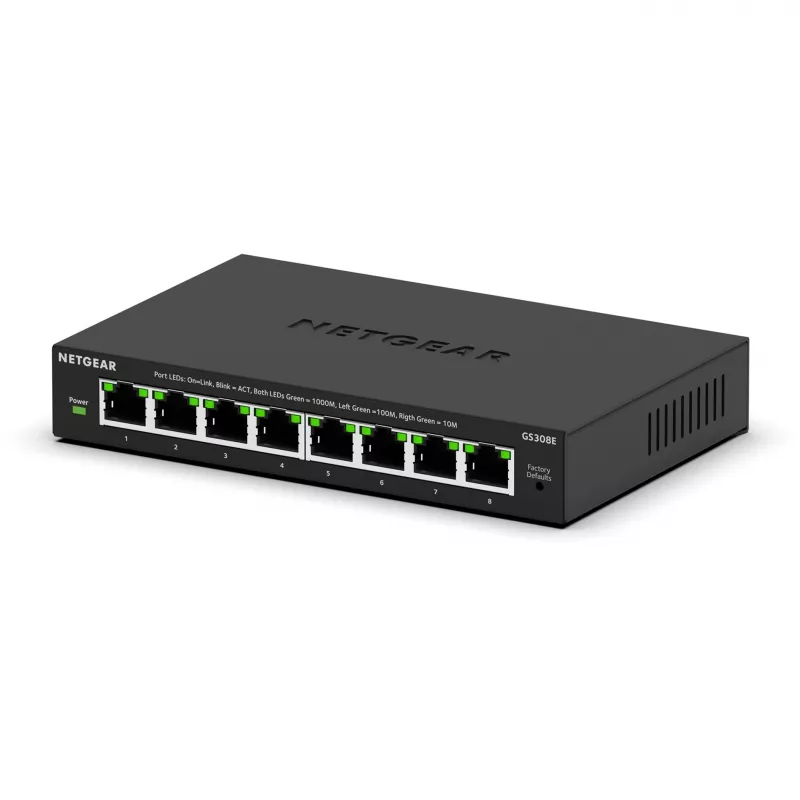 NETGEAR GS308E Managed L2/L3 Gigabit Ethernet (10/100/1000) Schwarz