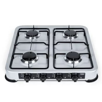 PROMIS KG400 Vierflammen-Gasherd, Silber-Finish