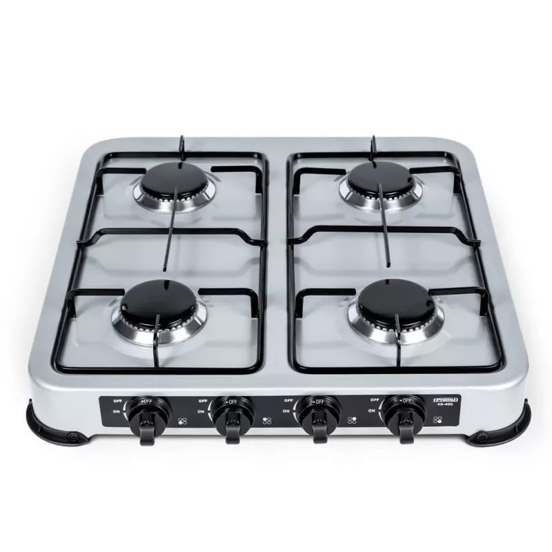 PROMIS KG400 Vierflammen-Gasherd, Silber-Finish