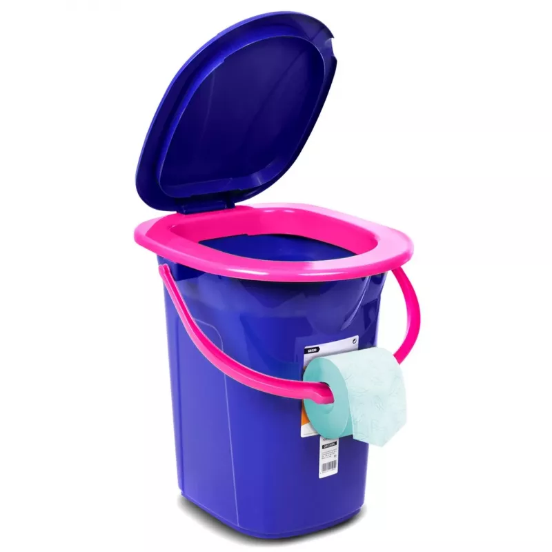 GreenBlue GB320BR 19L tragbarer Camping-Toiletteneimer Reise Festival mit Griff abnehmbarer Sitz - Marineblau & Pink