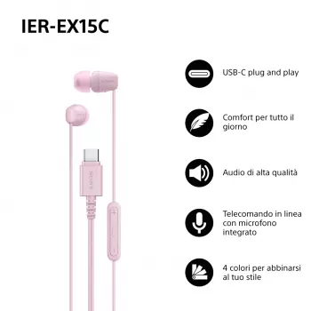 Sony IER-EX15C Headset Kabelgebunden Im-Ohr Anrufe/Musik USB Typ-C Pink