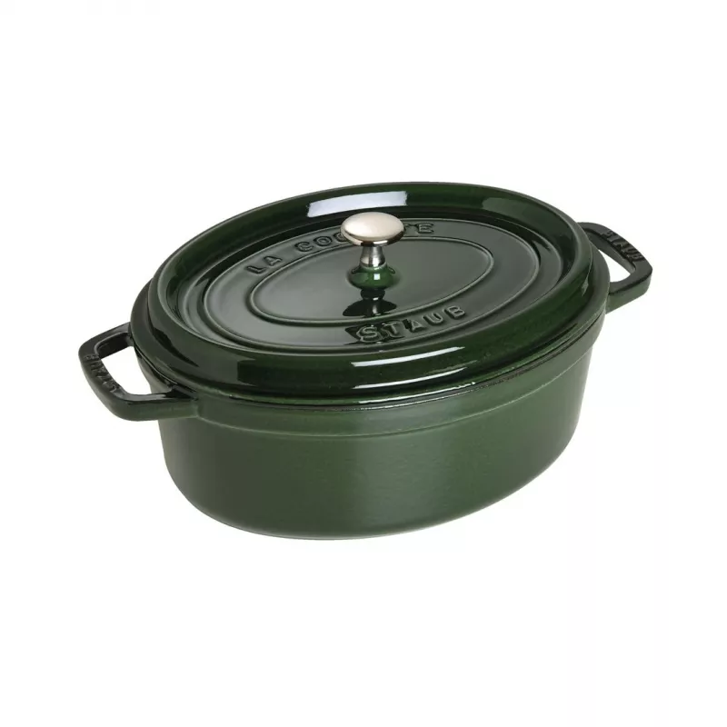 Staub La Cocotte 33 cm Ovaler Bräter aus Gusseisen, Basilikgrün