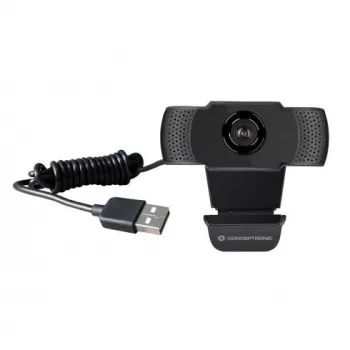Conceptronic AMDIS 1080P Full-HD-Webcam mit Mikrofon, 2 MP, 1920 x 1080 Pixel, Full-HD, 30 fps, H.264, M-JPEG, YUV, 90°