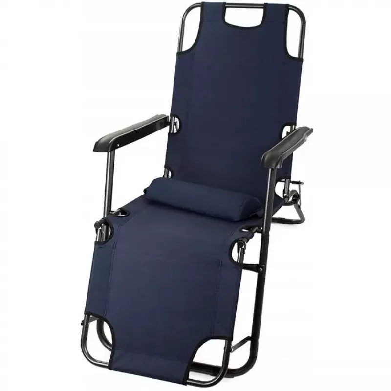Faltbarer Gartenliege mit Kissen Black Forest, Navy Blau
