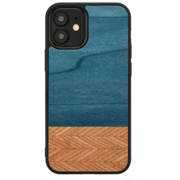 Handyhülle man and wood für iPhone 12 mini — Denim Schwarz