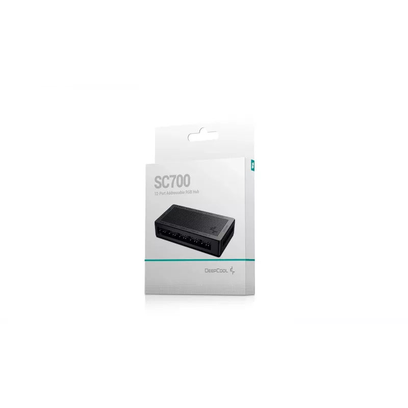 DeepCool RGB Hub SC700 12-Port Addressable RGB Hub, 12 ARGB 3-polig, magnetische Halterung, Schwarz, 45×84×15 mm