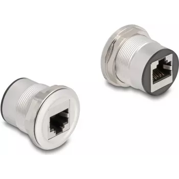 DeLOCK 88190 Steckdose 2 x RJ-45 Schwarz Silber