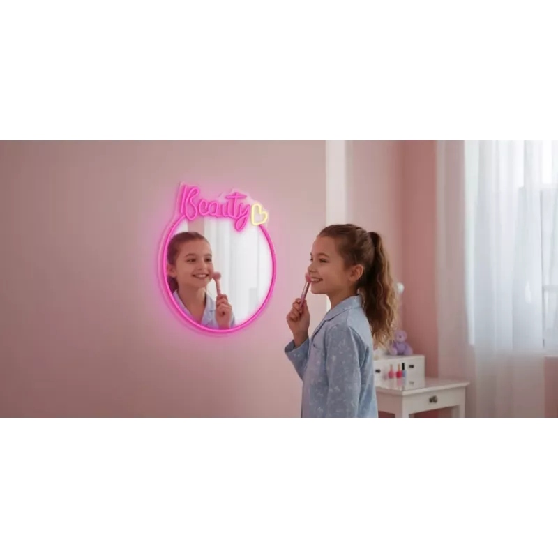 LED Neon Spiegel Licht MANTA MASNL130PK Style Neon Lights BEAUTY, pinkfarbener Akzent, dekorative Spiegelbeleuchtung