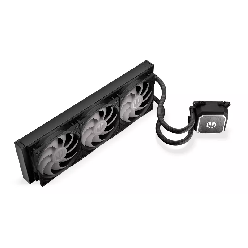 All-in-One-Flüssigkeitskühler ENDORFY Navis F360 ARGB Schwarz — 360-mm-Radiator, 3x 120×25 mm Lüfter, 250–1800 U/min, Pumpe 1600–2600 U/min, Unterstützung für LGA 1700/AM5/AM4