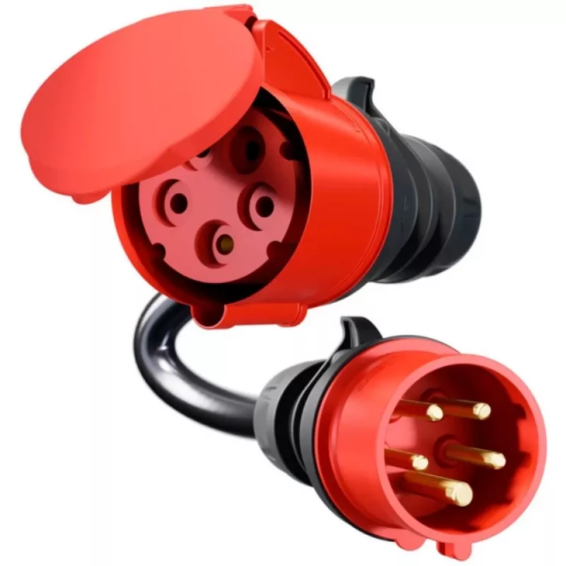 Adapter für Gemini flex 22 kW CEE rot Drehstrom 32A > CEE rot 16A schwarz 30cm