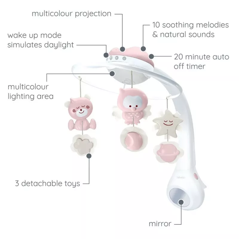 Baby-Musikbox B-kids 3in1 Infantino 150302050 – puderrosa, 3-in-1Beruhigungsspielzeug