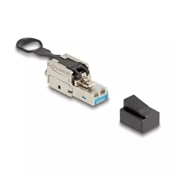 DeLOCK RJ45-Stecker feldkonfektionierbar Cat.6A werkzeugfrei silber Stecker