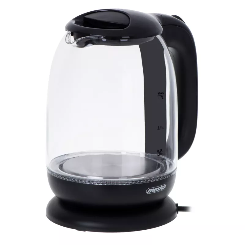 Mesko | Wasserkocher | MS 1302b | Elektrisch | 2200 W | 1,7 L | Glas | 360°-Drehsockel | Schwarz