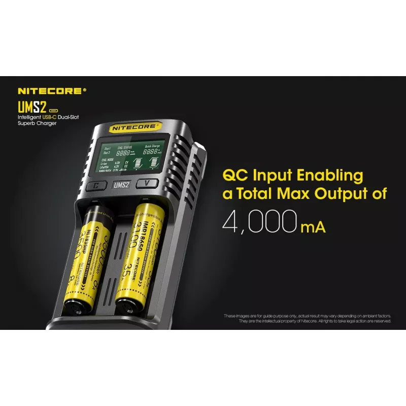 Nitecore UMS2 Akku-Ladegerät Haushaltsbatterie DC Lithium-Ionen Nickel-Cadmium