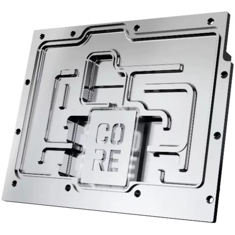 Grafikkarten-Backplate Alphacool Core für RX 9070 XT Aorus Elite – transparente Chrom-Oberfläche