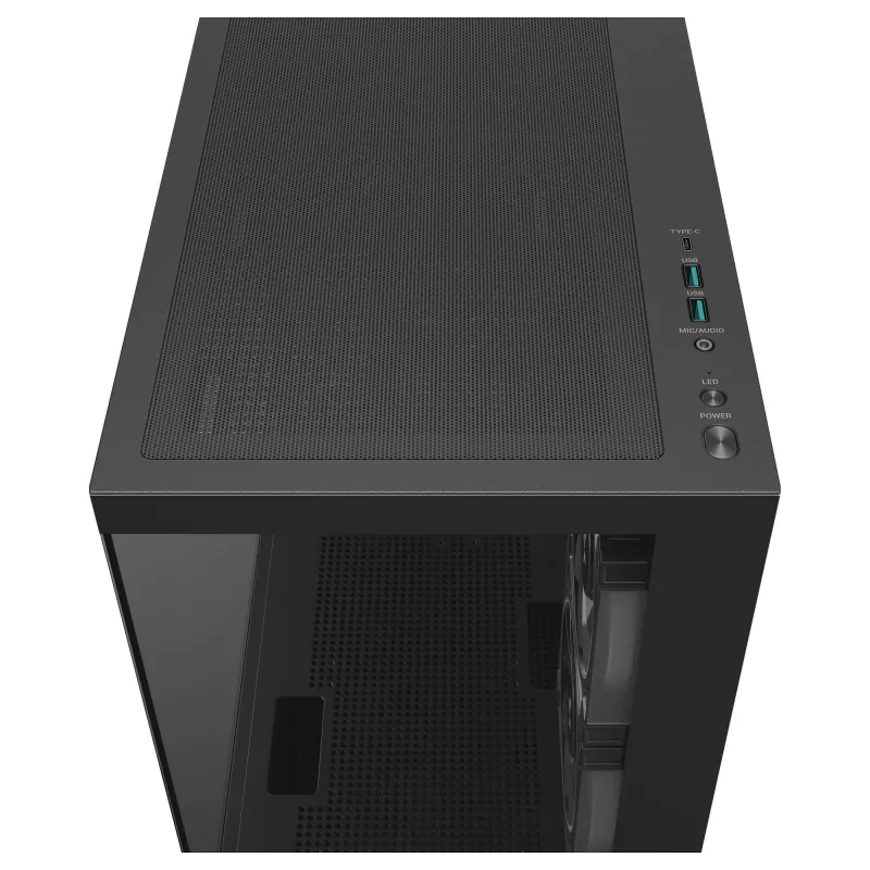 PC Midi Tower DeepCool CG380 3F – Schwarz, 235×437×451 mm, unterstützt 2x120 mm Seiten- + 1x120 mm Rücklüfter, Netzteil unten, 2,5-Zoll-/3,5-Zoll-HDD