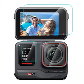 Bildschirmschutzfolie Puluz 3-in-1 Gehärtetes Glas für Insta360 Ace Pro PU951T (3er-Set)