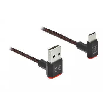 USB-Kabel DeLOCK EASY-USB 2.0 Typ-A-Stecker auf Typ-C-Stecker abgewinkelt 0,2 m schwarz