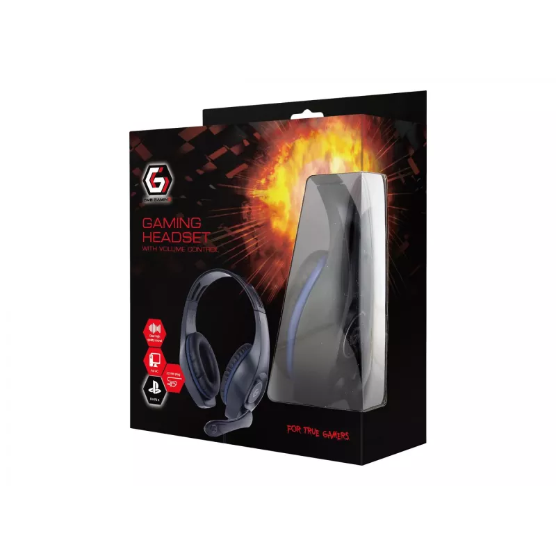 Kabelgebundenes Gaming-Headset GEMBIRD GHS-05-B, ohrumschließend, 20–20000 Hz, 2 m Kabel, 250 g, schwarz/blau