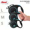 Rollleine Flexi flexi Schwarz Design M — 5 m Länge, Bandausführung, max. Belastung 25 kg, ergonomischer Griff