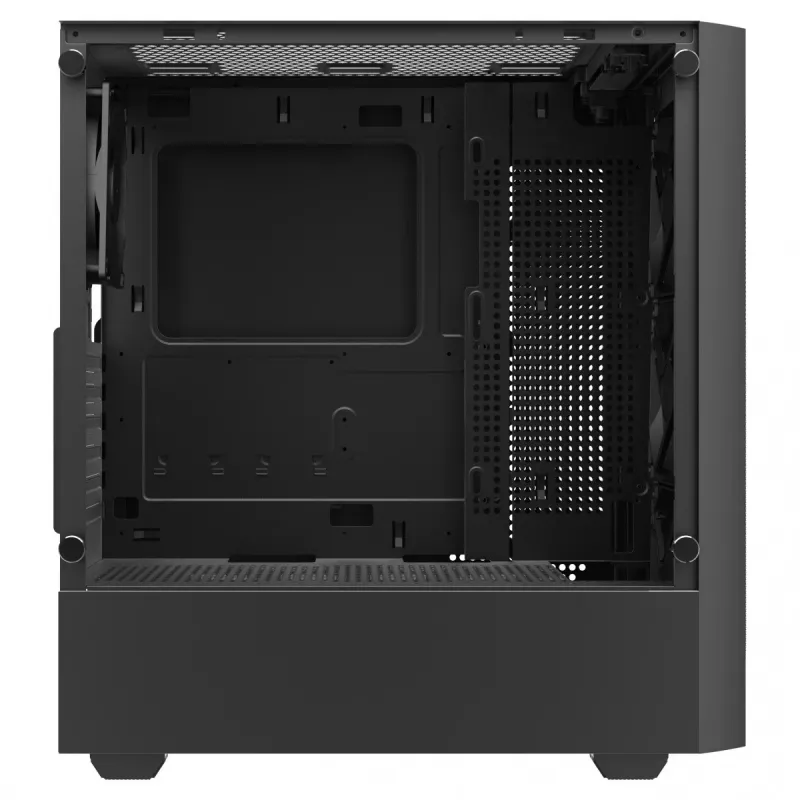 PC-Gehäuse SAVIO Noctis Flow — Cube Mini‑ITX/Micro‑ATX/ATX, 3x120mm vorne, 1x120mm hinten, 2x3,5 Zoll + 3x2,5 Zoll Einschübe, gehärtetes Glas