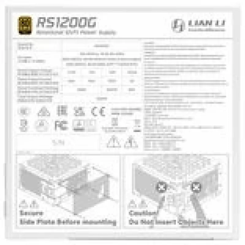 Netzteil Lian Li RS1200G 1200 W 20+4 pin ATX 80 PLUS Gold Weiß