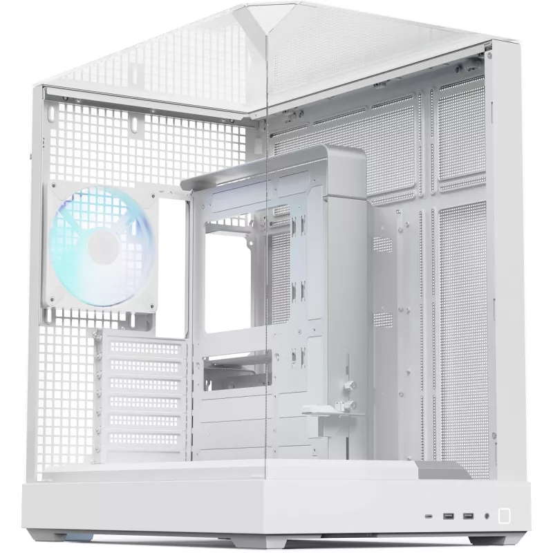 APNX Towergehäuse V2 — weiß, gehärtete Glaspaneele x3