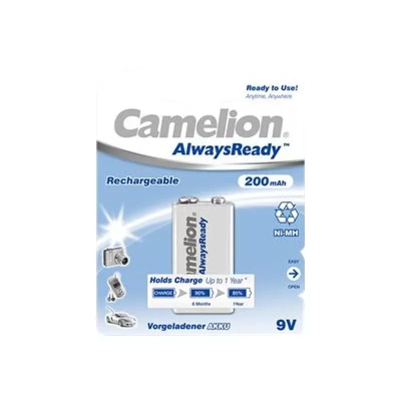 Camelion | 9V/6HR61 | 200 mAh | AlwaysReady Akkus Ni-MH | 1 Stück