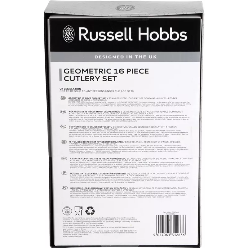 Besteckset Russell Hobbs RH01519EU7 16-teilig geometrisches Design, Edelstahl