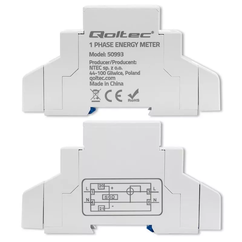 Einphasiger elektronischer Zähler QOLTEC 50993 230V 30A