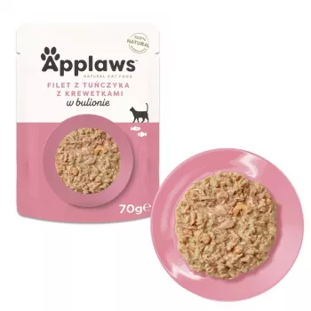 Nassfutter für Katzen in Schale Applaws Thunfischfilet 70 g – ausgewachsen, 16 % Protein, 80 % Feuchtigkeit, Fischgeschmack