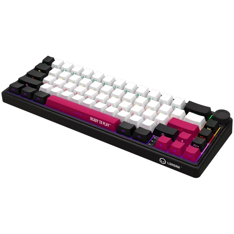 LORGAR KBP70MW, Kabellose 65% Mechanische Gaming-Tastatur Pro, Schwarz/Rot, EN-Layout