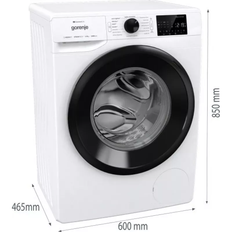 Freistehende Waschmaschine Gorenje WPNEI84SASWIFI/PL 8 kg 1400 U/min WLAN weiß, Invertermotor