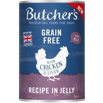 Nassfutter für Hunde butcher's Original Megapack — gemischte Stücke in Gelee, 6 x 400 g, 82 % Feuchtigkeit, 7,5 % Protein, 5 % Fett